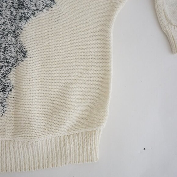 Vintage Dynanite White Black Knit Crewneck Sweater P/S - Picture 6 of 14